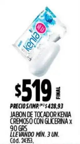 Supermercados Yaguar Kenia jabon de tocador cremoso con glicerina oferta