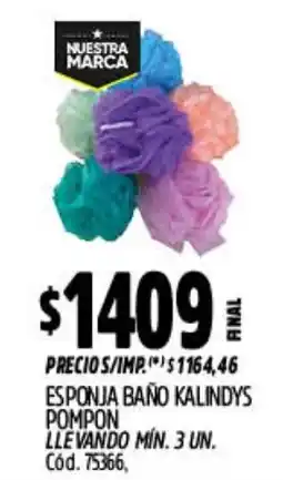 Supermercados Yaguar Kalindys esponja baño pompon oferta