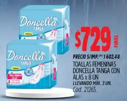 Supermercados Yaguar Doncella toallas femeninas tanga con alas oferta