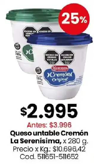 Coto La serenisima queso untable cremón oferta