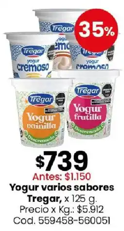 Coto Tregar yogur varios sabores oferta