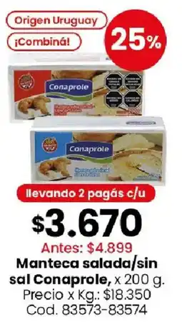 Coto Conaprole manteca salad/sin sal oferta