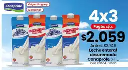 Coto Conaprole leche entera/ descremada oferta