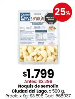 Coto Ciudad del Lago ñoquis de semolín oferta