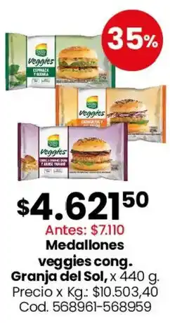 Coto Veggies medallones congelados oferta