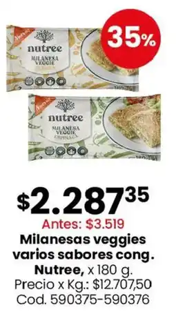 Coto Nutree milanesas veggies varios sabores cong. oferta
