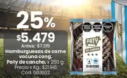 Coto Paty de cancha hamburguesas de carne vacuna cong. oferta