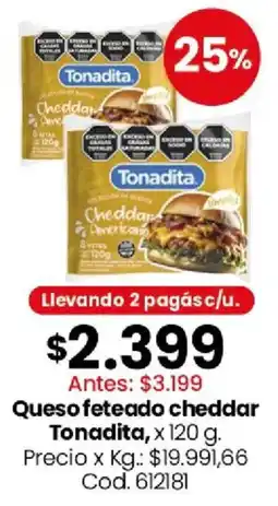Coto Tonadita queso feteado cheddar oferta