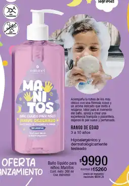 Millanel Cosmética Millanel baño líquido para niños manitos oferta