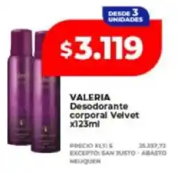 Supermayorista Vital Valeria desodorante corporal velvet oferta