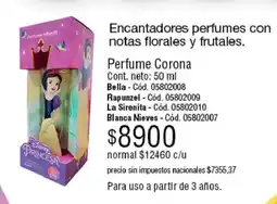 Millanel Cosmética Disney princesa perfume corona oferta