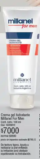 Millanel Cosmética Millanel crema gel hidratante for men oferta