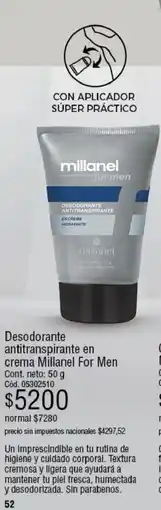 Millanel Cosmética Millanel desodorante antitranspirante en crema oferta