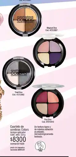 Millanel Cosmética Eyeshadows cuarteto de sombras colors oferta