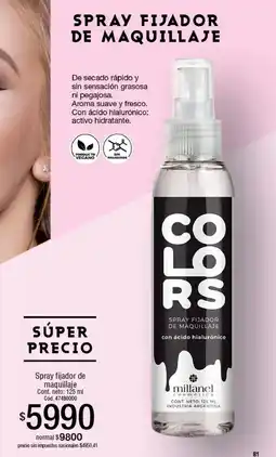 Millanel Cosmética Millanel spray fijador de maquillaje oferta