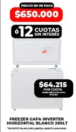 Supermayorista Vital Gafa - freezer gaffa inverter horizontal blanco 280lt oferta
