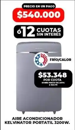Supermayorista Vital Kelvinator - aire acondicionador portatil 3200w oferta