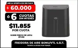 Supermayorista Vital 66 - freidora de aire bonu/vtl 4.5lt oferta