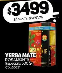 Rosamonte - yerba mate rosamonte especial x 500 gr. cód:50221
