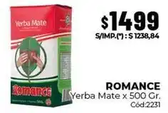 Diarco Romance - yerba mate x 500 gr. cód:2231 oferta