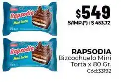 Diarco Rapsodia - bizcochuelo mini torta x 80 gr. cód:33192 oferta