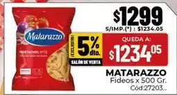 Diarco Matarazzo - fideos mostachol n° 12 oferta