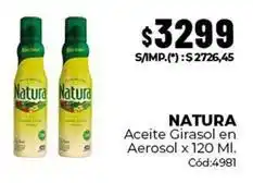Diarco Natura - aceite girasol en aerosol x 120 ml. cód:4981 oferta