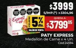 Diarco Express - paty express medallón de carne x 4 un. cód:24594 oferta