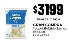 Diarco Gran compra - yogurt bebible sachet x 900ml. cód:24350 oferta