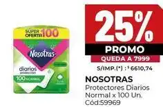 Diarco Nosotras - protectores diarios normal x 100 un. cód:59969 oferta