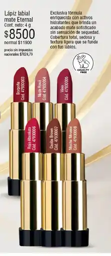 Millanel Cosmética Lápiz labial mate eternal oferta