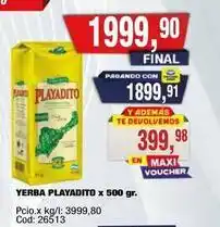 Maxiconsumo Playadito - yerba playadito x 500 gr. cod: 26513 oferta
