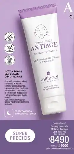 Millanel Cosmética Millanel cosmética crema facial antiage despigmentante oferta