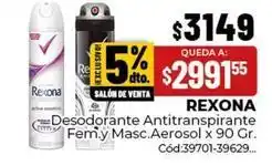 Diarco Rexona - desodorante antitranspirante fem. y masc. aerosol x 90 gr. cód:39701-39629 oferta