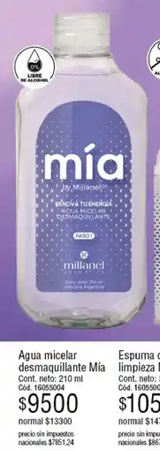 Millanel Cosmética Millanel mía agua micelar desmaquillante oferta
