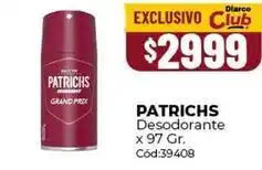 Diarco Patrichs - desodorante x 97 gr. cód:39408 oferta