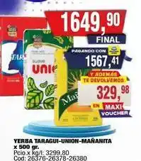 Maxiconsumo Suave - yerba taragui-union-ma x 500 gr oferta