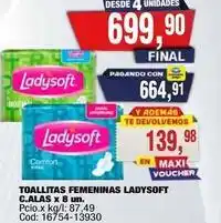 Maxiconsumo Ladysoft - toallitas femeninas c.alas x 8 un oferta