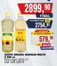 Maxiconsumo Molto - aceite girasol marolio-molto x 900 cc oferta