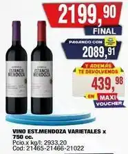Maxiconsumo Estancia mendoza - vino est.mendoza varietales x 750 cc. cod: 21465-21466-21022 oferta