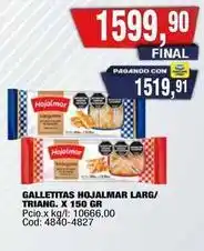 Maxiconsumo Hojalmar - galletitas larg/ triang. x 150 gr oferta