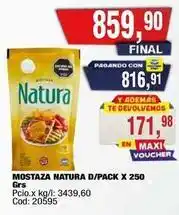 Maxiconsumo Natura - mostaza d/pack x 250 grs oferta