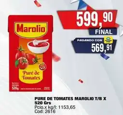 Maxiconsumo Marolio - pure de tomates t/b x 520 grs oferta