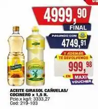 Maxiconsumo Cocinero - aceite girasol ca uevouelas/cocinero x 1,5 lt oferta
