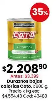 Coto Coto - duraznos bajas calorías oferta