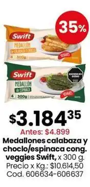 Coto Swift - medallones calabaza y choclo/espinaca cong. veggies oferta