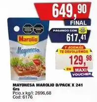 Maxiconsumo Marolio - mayonesa d/pack x 241 oferta