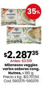 Coto Milanesas veggies varios sabores cong oferta