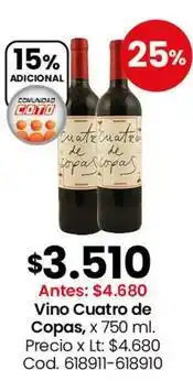 Coto Coto - vino cuatro de copas, x 750 ml oferta