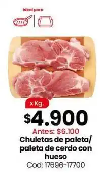 Coto Ideal - chuletas de paleta/paleta de cerdo con hueso cod: 17696-17700 oferta